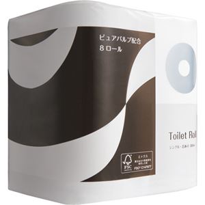 （まとめ） TANOSEEトイレットペーパー パルプブレンド シングル 芯あり 80m 1パック（8ロール） 【×3セット】