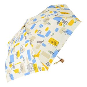 三国 MKN 55cm 折りたたみ傘 耐風楽ミニ 風に強い設計の軽量耐風ミニ雨傘 折れにくい ペインティングCAT オフホワイト S2112501