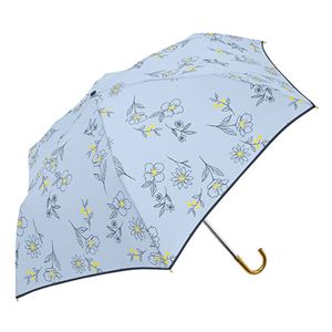三国 MKN 雨でも晴れでも安心 SV雨晴兼用 55cm耐風楽ミニ傘 フラワースケッチ サックス S2711673